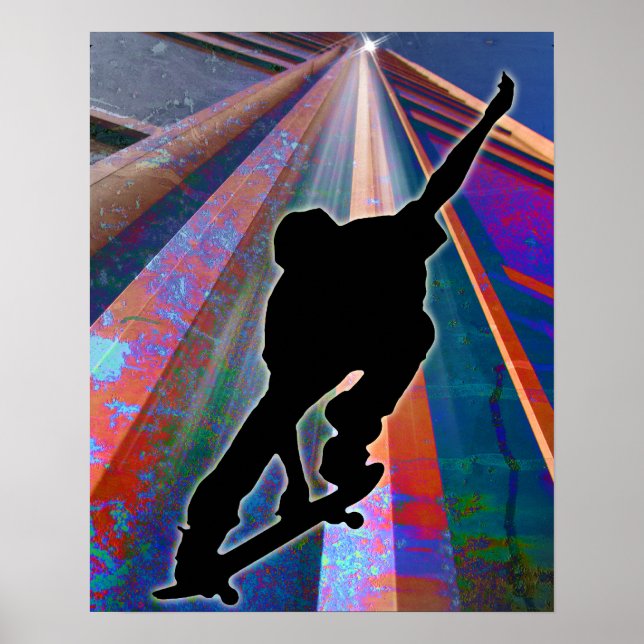 Skateboard on a Building Ray Poster (Front)