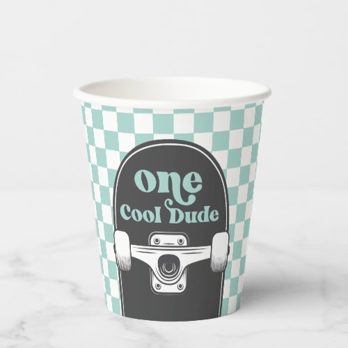 Skateboard One Cool Dude 1st Birthday Paper Cups