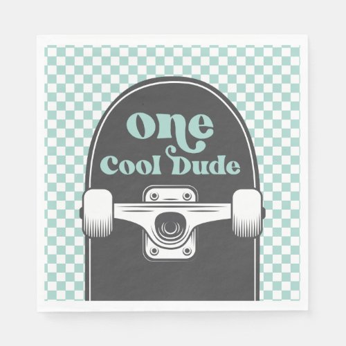 Skateboard One Cool Dude Birthday Napkins