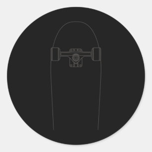 Skateboard Outline - Skater Skateboarding Vintage  Classic Round Sticker