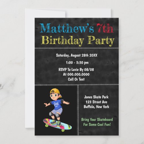 Skateboard Park Birthday Party 