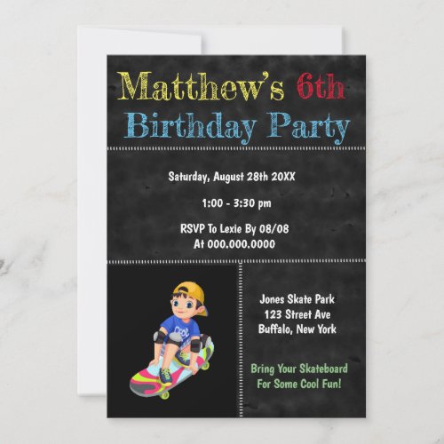 Skateboard Park Birthday Party 