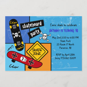 Skateboard Party Birthday Invitation