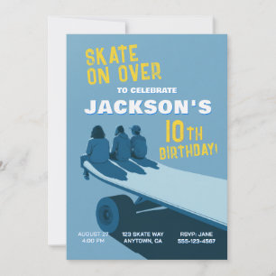 Skateboard Party Birthday Invitations