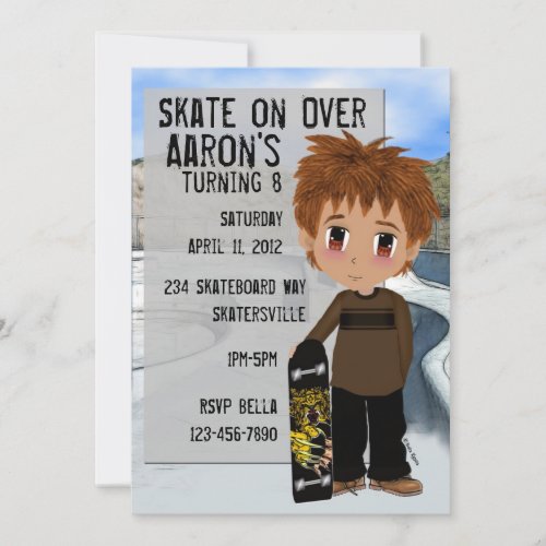 Skateboard Party Personalized Announcement