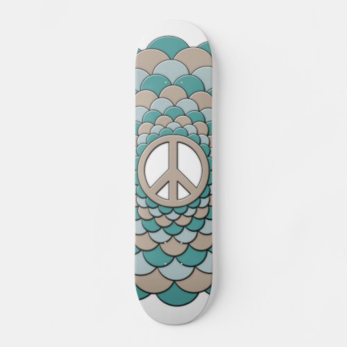 Skateboard Peace Flower of Life Blue Tan Skateboard Deck