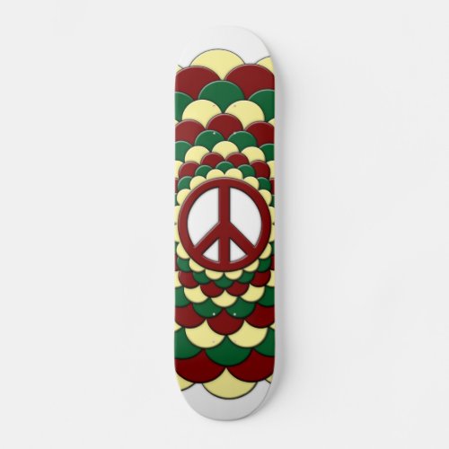 Skateboard Peace Flower of Life Red Yellow Green Skateboard