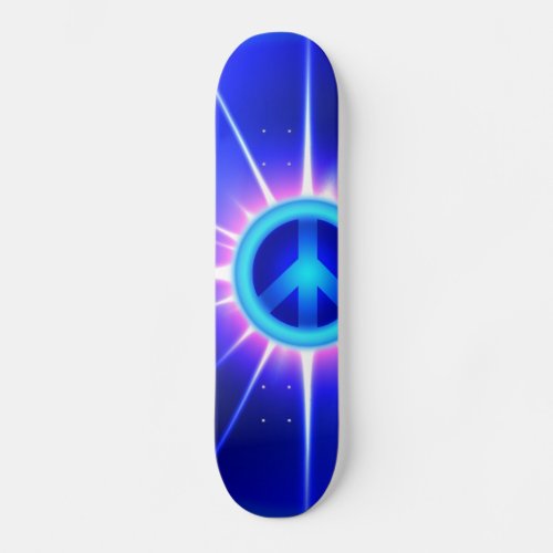 Skateboard Peace Sign Eclipse Blue Pink Skateboard Deck