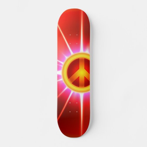Skateboard Peace Sign Eclipse Red Yellow Skateboard