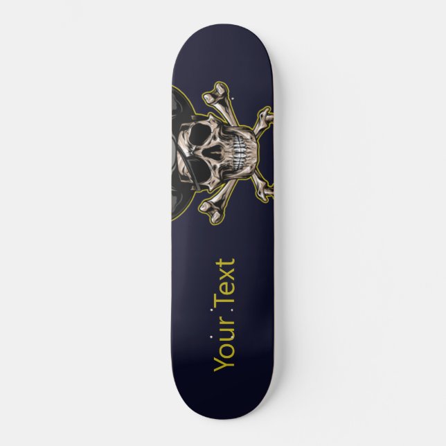 Skateboard | Personalized Black Pirate Skull  (Front)