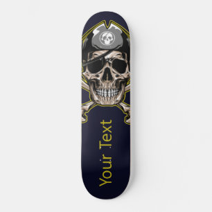 Skateboard Personalized Black Skull Pirate