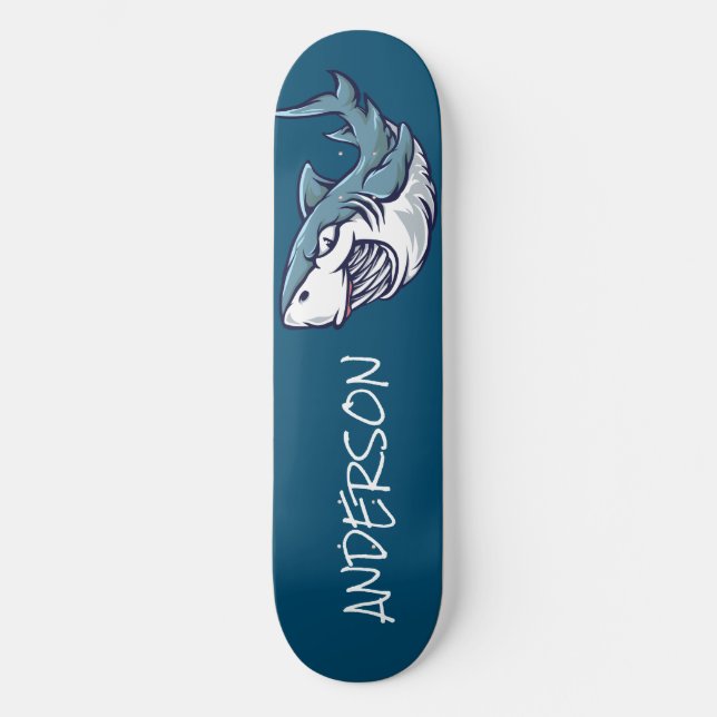 skateboard Personalized Blue Shark (Front)
