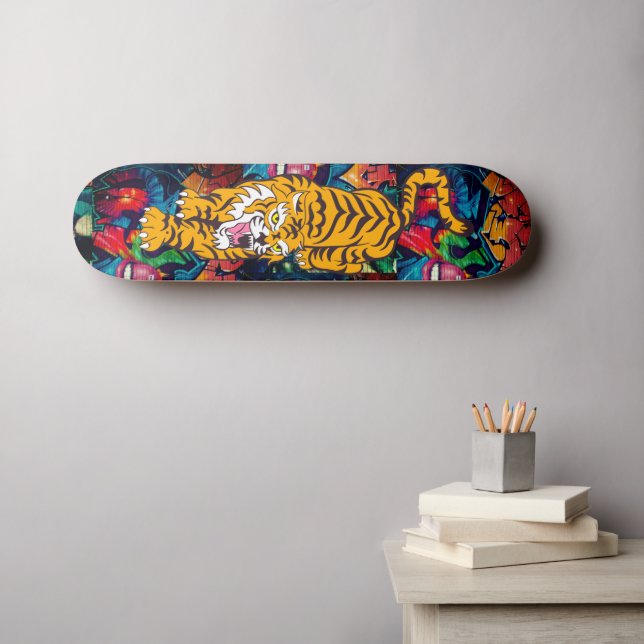 Skateboard Personalized Graffiti Orange Tiger (Wall Art (Horz))