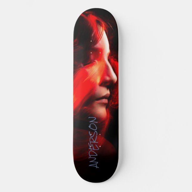 Skateboard Personalized Modern Black Orange lady (Front)