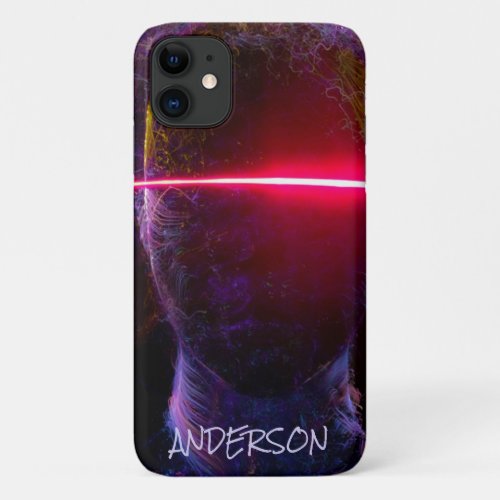 Skateboard Personalized Modern   Neon Robot Case_M iPhone 11 Case