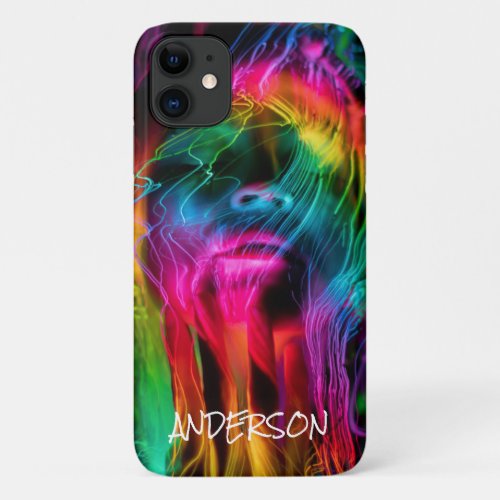 Skateboard Personalized Modern  Rainbow lady  iPhone 11 Case