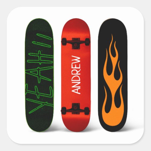 Skateboard Personalized Square Sticker