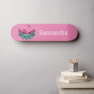 Skateboard Pink  Glitter Flamingo