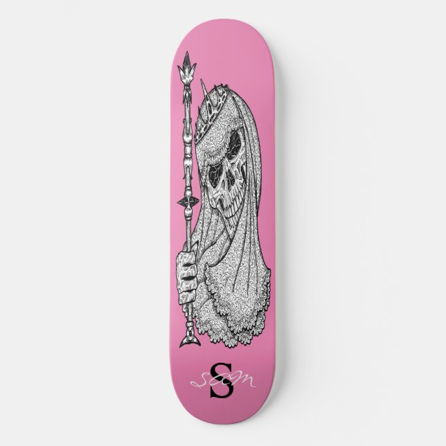 skateboard Pink SMILING GIRLY Skull (Front)