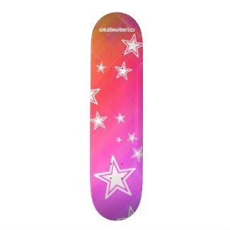 Skateboard Pink Stars Stripes Cubebric