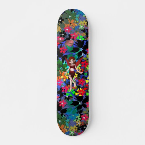 Skateboard Pixie Girl Flowers