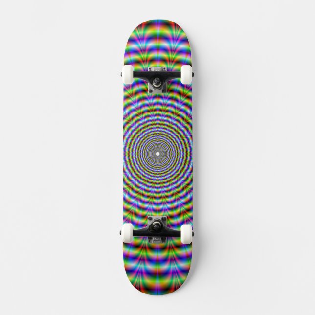 Skateboard    Psychedelic Neon Ripples Deck (Front)