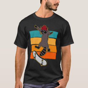 Skateboard raccoon stunts skate hall skater roller T-Shirt