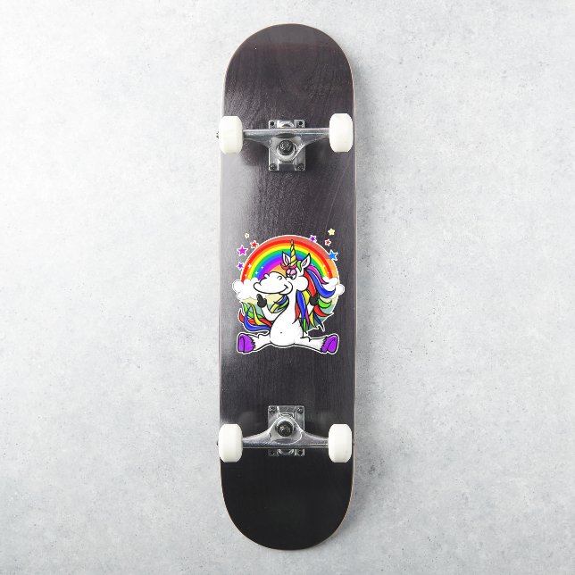 Skateboard rainbow unicorn sticker (Skateboard)