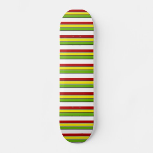 Skateboard Rasta Stripes Horiz Red Yellow Green Skateboard Deck