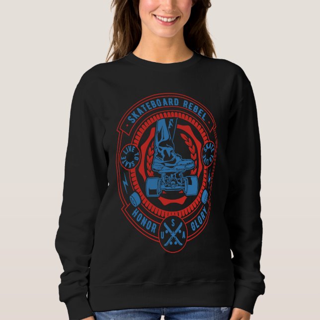Skateboard Rebel for Skateboarder Retro  1 Sweatshirt (Front)