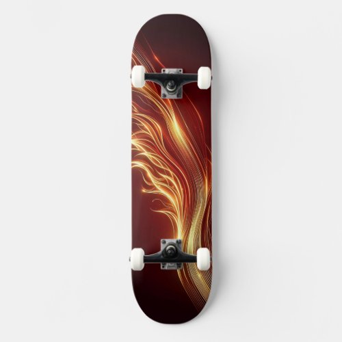 Skateboard Red and Gold Flames