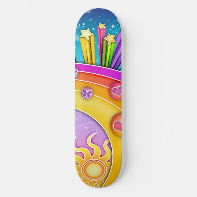 Skateboard - Retro Pop Art Sixties Sky (Front)