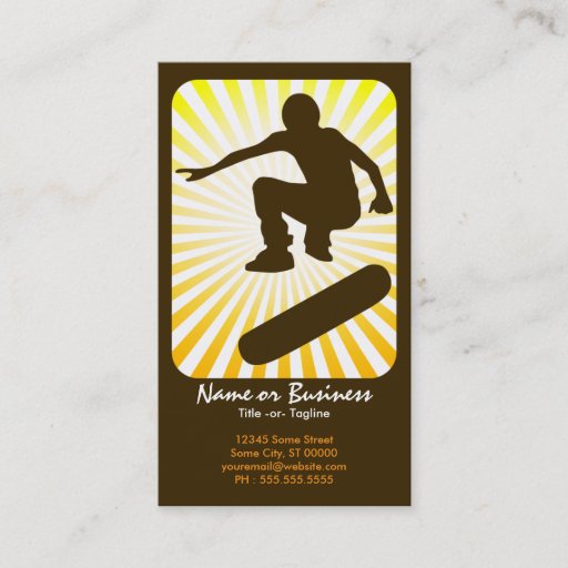 Customizable skateboard : retro rays : business card