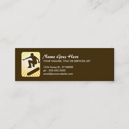 Customizable skateboard : retro rays : business card