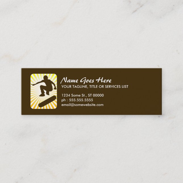 skateboard : retro rays : mini business card (Front)