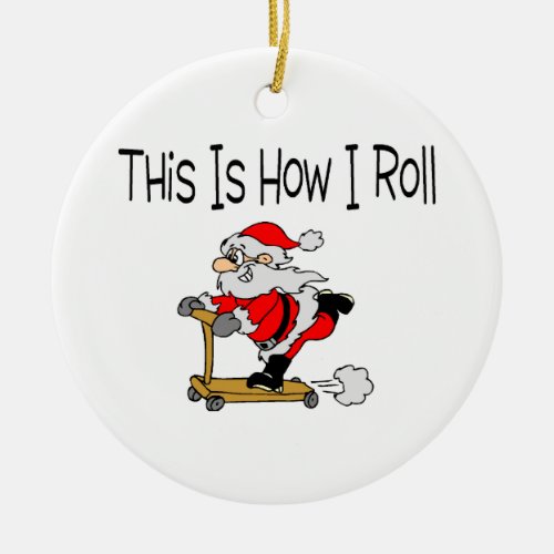 Skateboard Santa Ceramic Ornament