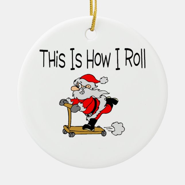 Skateboard Santa Ceramic Ornament (Front)