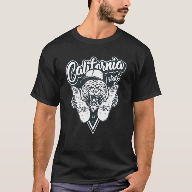 Skateboard Santa Cruz California Palm Tree Street  T-Shirt (Front)