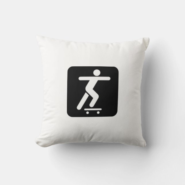 Skateboard Sign Throw Pillow (Front)