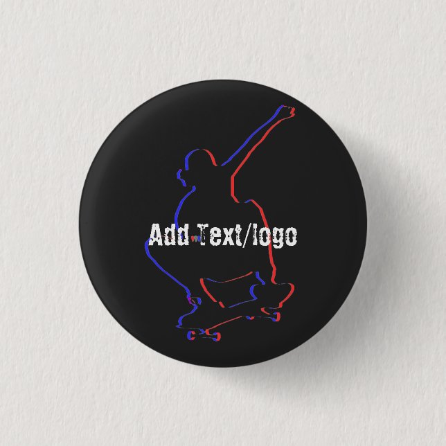 Skateboard | Silhouette | Custom Add Your Text Button (Front)