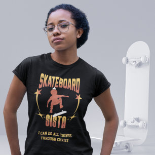 SKATEBOARD SISTA Afro Skateboarding Custom Name T-Shirt