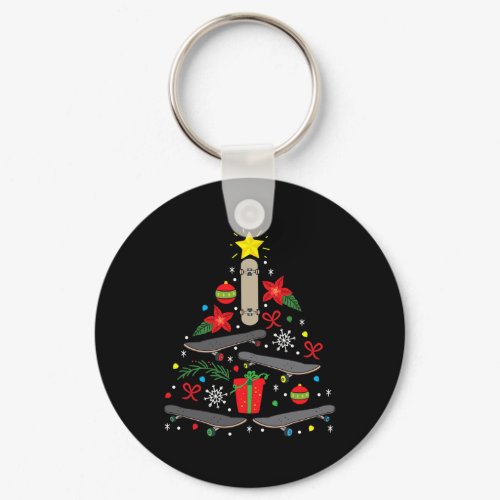 Skateboard Skate Christmas Ornament Tree Funny Gif Keychain