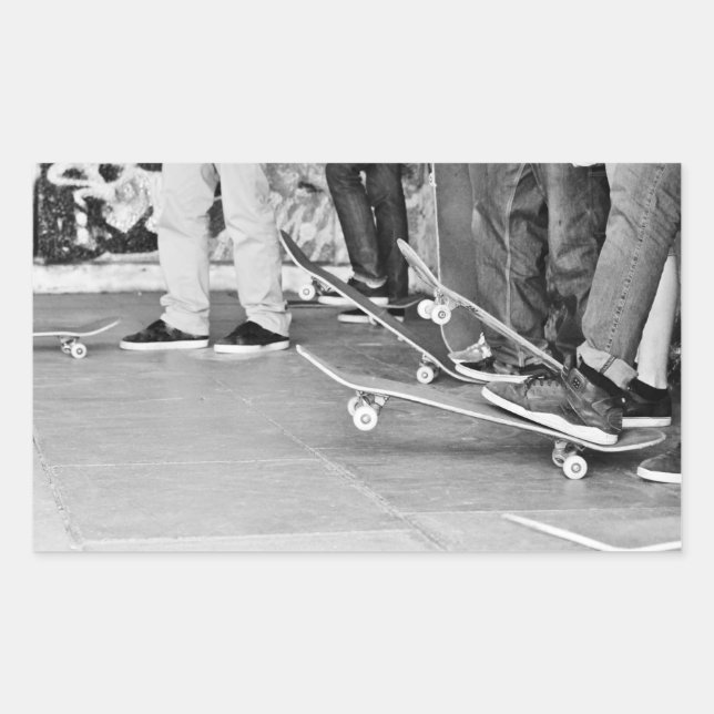 skateboard, skate, park, foot, trendy, teen, frien rectangular sticker (Front)