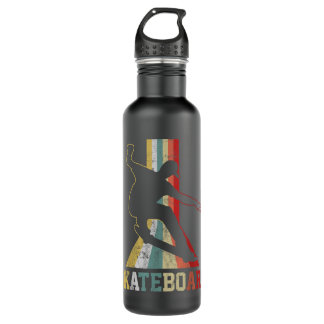 Skateboard Skateboarder Skateboarding Retro Vintag Stainless Steel Water Bottle