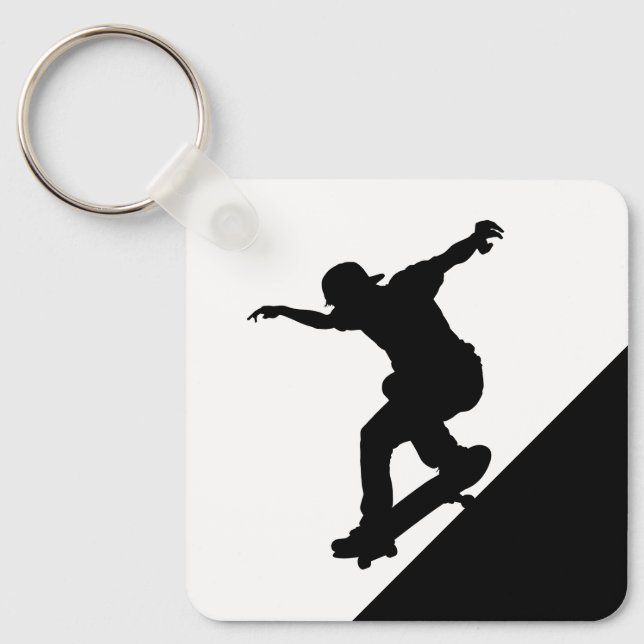 Skateboard Skateboarding Fun Silhouette Keychain (Front)