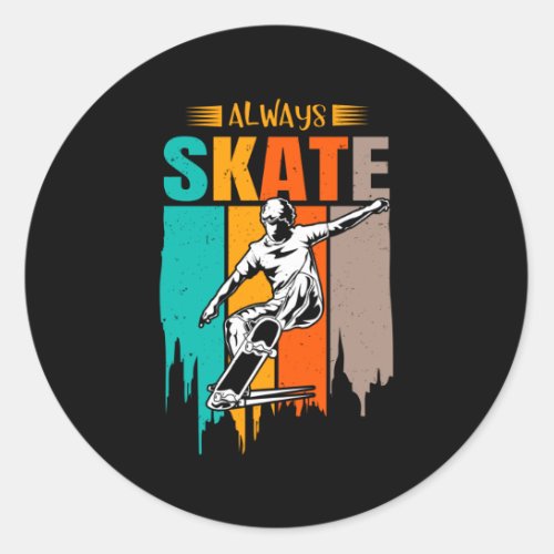 Skateboard Skateboarding Vintage Skater Classic Round Sticker