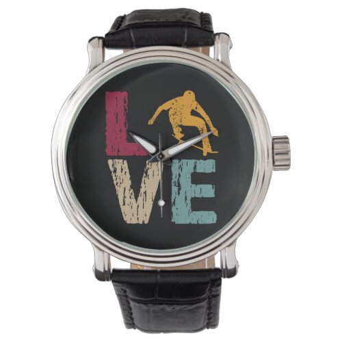 Skateboard Skater Love Retro Vintage Grunge Style Watch