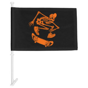 Skateboard Skeleton Halloween Costume Kids Car Flag
