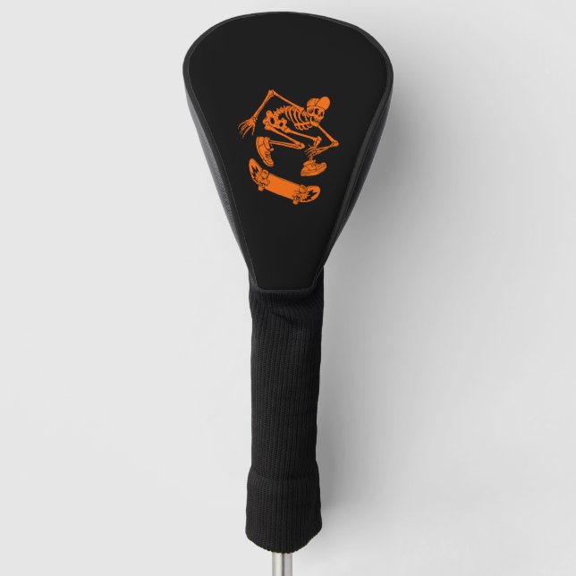 Skateboard Skeleton Halloween Costume Kids Golf Head Cover (Front)