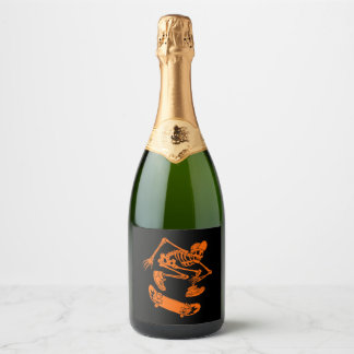 Skateboard Skeleton Halloween Costume Kids Sparkling Wine Label